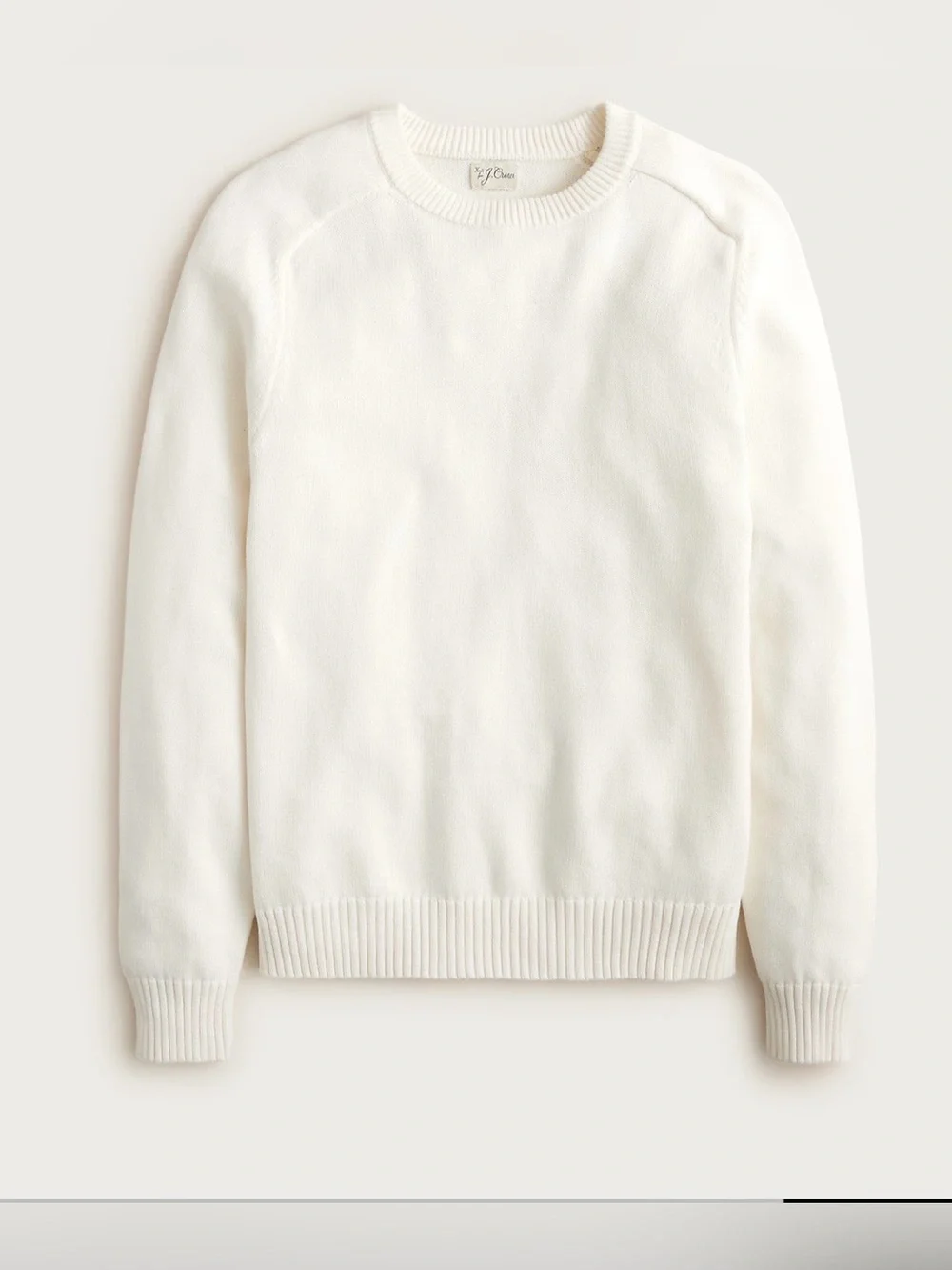 NEW J. Crew Mens Heritage cotton crewneck sweater Ivory Item BI841 Small